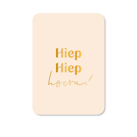 Minikaart Hiep hiep hoera! (Met goudfolie)