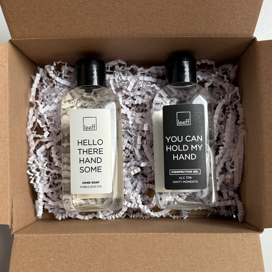 Hand in Hand Verzorgingsset – Mini Handzeep & Desinfectiegel”